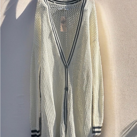 American Eagle Outfitters Cardigan Mesh Varsity Button sweater - Picture 2 of 8